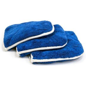 [Double Flip] Microfiber Rinseless Wash Towel 8"x8" Blue - 3 Pack (Blue)