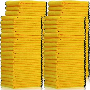 40 Pieces Microfiber Towels 16 Inch x 16 Inch Microfiber Cleaning Cloth Car Microfiber Towels Microfiber Drying Towels Rags for Cars Washing Polishing Household Window Cleaning Supplies (Gold)