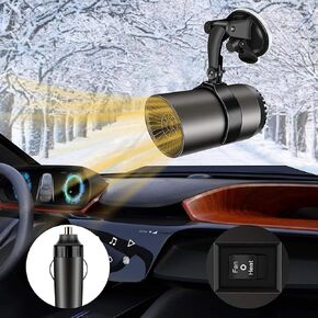 Car Heater Defroster 12V 150W Portable Windshield Defroster 180° rotating for Car SUV Truck RV Trailer Plugs into Cigarette Lighter Heater and Cooler Fan with Thermostat