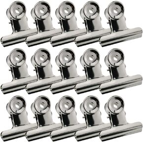 Metal Bulldog Clip HSCGIN 15PCS 50 mm/2 Inch Large Metal Hinge Clips Multi-Function Silver Bull Binder Paper Clamp File Clamps for Pictures Photos, Home Kitchen Office School Supplies Chip Clips