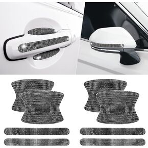 8 قطع من ملصقات حماية مقبض الباب اللامعة من الكريستال اللامع، ملصقات مقبض باب السيارة من حجر الراين، ملحقات السيارة اللامعة للنساء (أسود) in Kuwait