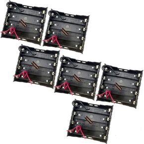 18650 Battery Case Holder, Ltvystore 6 Pcs 4 Slots x 3.7V 14.8Volt DIY Battery Storage Box, in Series Black Plastic Batteries Case for 4 x 18650