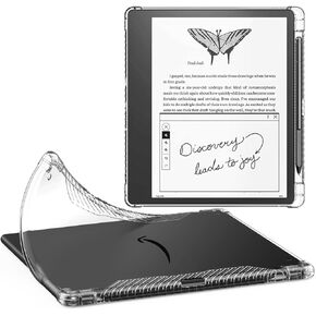 MoKo Case Compatible with 10.2" Kindle Scribe 1st Generation - 2022 Release, Ultra Clear Soft Flexible Transparent TPU Skin Bumper Back Cover Shell with Pen Holder, Clear