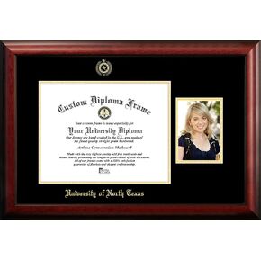 NCAA North Texas Mean Green Unisex University of North Texas 14 x 11 Inches Gold Embossed Diploma Frame with 5 x 7 Inches Portrait Gold Embossed Diploma Frame with 5 x 7 Inches Portrait Brown One Size