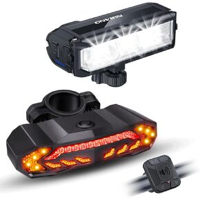 ONVIAN 2000 Lumen Bike Headlight Rechargeable Bike Light Front and Rear Set for Night Riding, Waterproof Bicycle Headlight BikeTurn Signals Light and Bike Alarm, Adult Kids Mountain Road Cycling Dirt