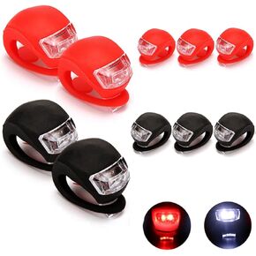 10PCS Silicone Housing Bike Lights Set, Waterproof LED Clip-On Bicycle Lights, Bicycle Lights Front and Back for Cycling Safety (2 Colors)