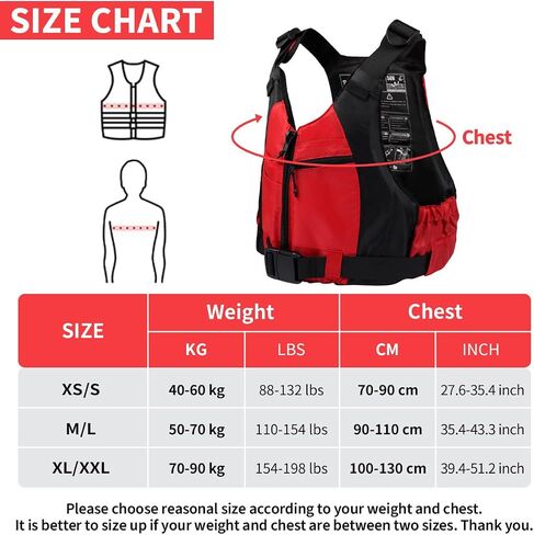 Yueta Swim Vest for Adults, Adjustable Crotch Strap, Buoyancy Aid Swim Jacket for Kayaking, Fishing, Watersports in Kuwait