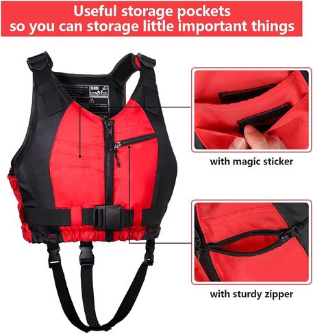 Yueta Swim Vest for Adults, Adjustable Crotch Strap, Buoyancy Aid Swim Jacket for Kayaking, Fishing, Watersports in Kuwait