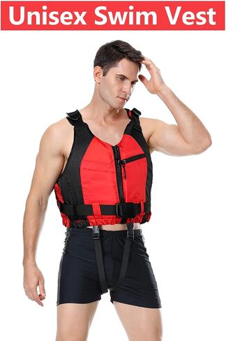 Yueta Swim Vest for Adults, Adjustable Crotch Strap, Buoyancy Aid Swim Jacket for Kayaking, Fishing, Watersports in Kuwait