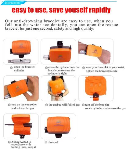 Anti Drowning Bracelet, Portable Wearable Inflatable Wristband, Emergency Float Rescue Device, Lifesaving Buoyancy Swim Bracelet for Kids Adults in Kuwait