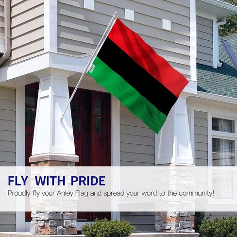 علم أمريكي أفريقي من Anley Fly Breeze مقاس 3 × 5 أقدام - لون زاهي ومقاوم للبهتان - رأس من القماش وخياطة مزدوجة - أعلام UNIA من البوليستر للتحرير الأسود الأفريقي مع حلقات نحاسية مقاس 3 × 5 أقدام in Saudi Arabia