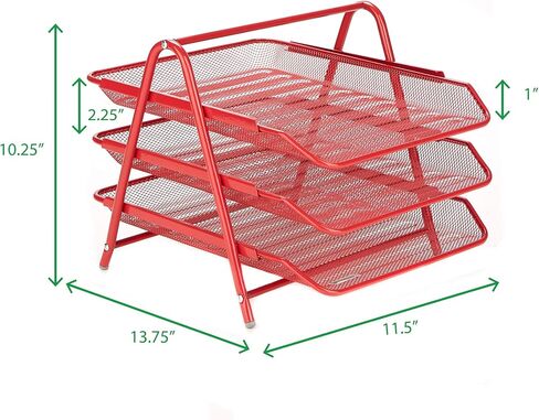Mind Reader Monitor Stand and 3-Tier Paper Tray Set, Desktop Organizer, Metal Mesh, 20"L x 11.75"W x 5.75"H, 2 Pcs., Black in Saudi Arabia