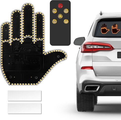 YAYZA! Finger Car Light, Car Led Sign 176 Led Beads, Car Finger Light with Remote 4-Light Modes, Roadrage Finger Light Fun Gesture for Car Accessories for Men in Saudi Arabia