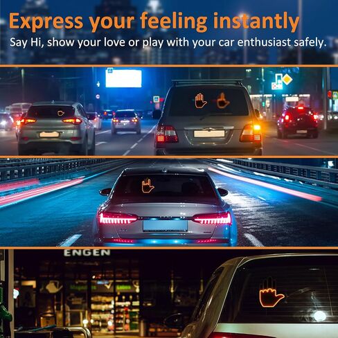 YAYZA! Finger Car Light, Car Led Sign 176 Led Beads, Car Finger Light with Remote 4-Light Modes, Roadrage Finger Light Fun Gesture for Car Accessories for Men in Saudi Arabia