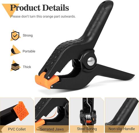 6 Pack Heavy Duty Spring Clamps Clip 4.3 Inch for Muslin/Paper Photo Studio Photography Backdrops Background in Kuwait