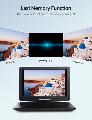 مشغل DVD محمول YOTON مقاس 17.5 بوصة مع شاشة دوارة كبيرة عالية الدقة مقاس 15.5 بوصة، وبطارية مدمجة تدوم 4-6 ساعات، للسيارة والأطفال، ومكبرات صوت استريو مزدوجة، ودعم USB/SD/AV/الصوت/لوحة الألعاب [لا يدعم Blu-Ray] in Kuwait