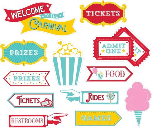 Vibrant Carnival Cutouts - (8", 10", 13") Pack of 12 - Durable & Exciting Decorations - Perfect for Celebrations & Events in Saudi Arabia
