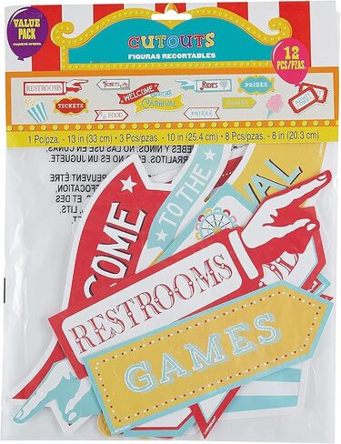 Vibrant Carnival Cutouts - (8", 10", 13") Pack of 12 - Durable & Exciting Decorations - Perfect for Celebrations & Events in Saudi Arabia