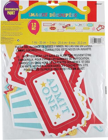 Vibrant Carnival Cutouts - (8", 10", 13") Pack of 12 - Durable & Exciting Decorations - Perfect for Celebrations & Events in Saudi Arabia