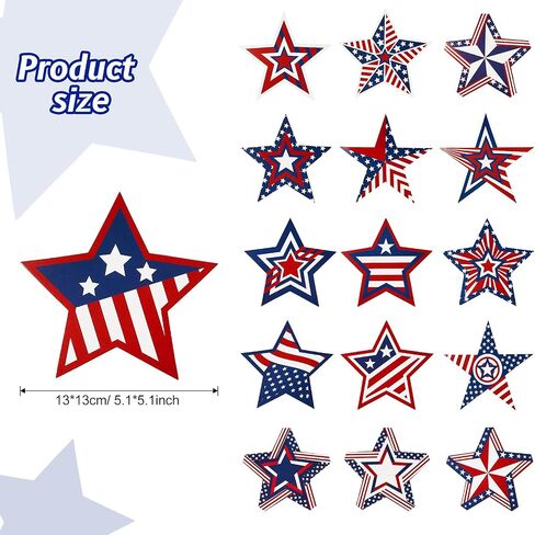 64 Pieces Patriotic Cutouts Patriotic Stars Accents Multicolor Patriotic Cutouts for Laptop Book Phone Car Luggage Bike, Classroom Bulletin Board Decoration, Red, White, Blue in Saudi Arabia