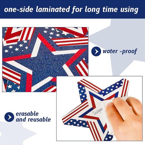 64 Pieces Patriotic Cutouts Patriotic Stars Accents Multicolor Patriotic Cutouts for Laptop Book Phone Car Luggage Bike, Classroom Bulletin Board Decoration, Red, White, Blue in Saudi Arabia
