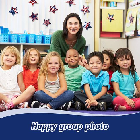 64 Pieces Patriotic Cutouts Patriotic Stars Accents Multicolor Patriotic Cutouts for Laptop Book Phone Car Luggage Bike, Classroom Bulletin Board Decoration, Red, White, Blue in Saudi Arabia