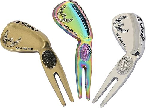 3PCS Golf Divot Repair Tool with Sand Wedge Design, Divot Fork with Eagle Pattern, 3-in-1 Golf Multitool, Ball Marker and Cleaning Dirt in The Club Groove, Best Gift for Golf Lover in Kuwait
