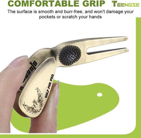 3PCS Golf Divot Repair Tool with Sand Wedge Design, Divot Fork with Eagle Pattern, 3-in-1 Golf Multitool, Ball Marker and Cleaning Dirt in The Club Groove, Best Gift for Golf Lover in Kuwait