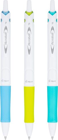 أقلام حبر PILOT Acroball PureWhite المتقدمة القابلة لإعادة الملء والسحب مع لمسات تركواز/برتقالي/أرجواني/ليموني، نقطة دقيقة، حبر أسود، 4 عبوات (31896) in Saudi Arabia