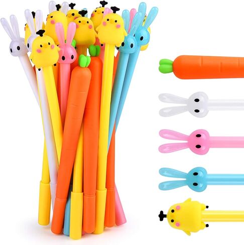 TUPARKA 30 قطعة قلم عيد الفصح السائبة أرنب حبر جل أقلام الجزرة الفرخ أقلام حبر جاف لمكتب مدرسة التموين طالب الإبداعية هدية عيد الفصح in Kuwait