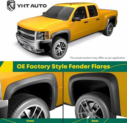 YHTAUTO Wheel Fender Flares Cover Fits 2002-2008 Dodge Ram 1500, 2003-2009 Ram 2500/3500 Fleetside Only, Front & Rear Paintable Wheel Cover Protector Pocket Bolt Riveted Style, Textured Black in Saudi Arabia