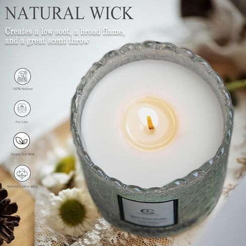 شمعة عطرية بعلبة زجاجية أنيقة - صويا طبيعية 100%، 200 جرام، وقت احتراق 30 ساعة - عطر منزلي مثالي، هدايا مدروسة للنساء (الخزامى) in Kuwait