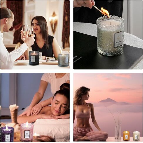 شمعة عطرية بعلبة زجاجية أنيقة - صويا طبيعية 100%، 200 جرام، وقت احتراق 30 ساعة - عطر منزلي مثالي، هدايا مدروسة للنساء (الخزامى) in Kuwait