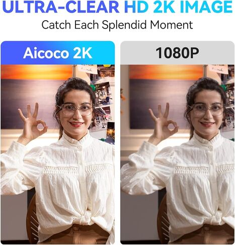 PTZ 2K Webcam, Streaming Camera with AI Tracking & Auto Framing, Gesture Control, Zoom Certified, Dual Omnidirectional Noise-Canceling Microphones, Video Camera for Video Calls/Live Streaming in Kuwait