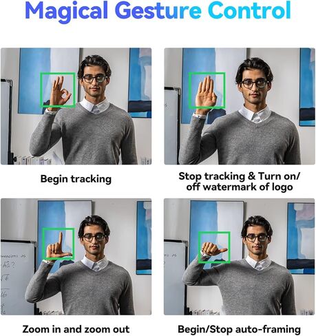 PTZ 2K Webcam, Streaming Camera with AI Tracking & Auto Framing, Gesture Control, Zoom Certified, Dual Omnidirectional Noise-Canceling Microphones, Video Camera for Video Calls/Live Streaming in Kuwait