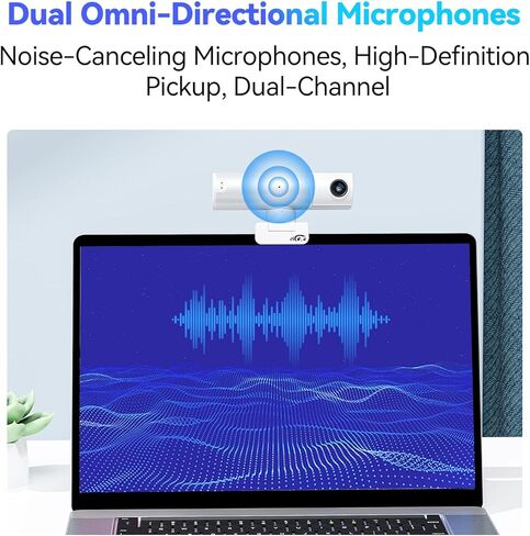 PTZ 2K Webcam, Streaming Camera with AI Tracking & Auto Framing, Gesture Control, Zoom Certified, Dual Omnidirectional Noise-Canceling Microphones, Video Camera for Video Calls/Live Streaming in Kuwait