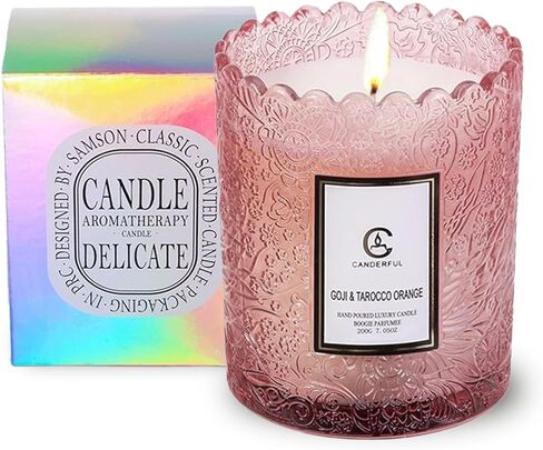 شمعة عطرية بعلبة زجاجية أنيقة - صويا طبيعية 100%، 200 جرام، وقت احتراق 30 ساعة - عطر منزلي مثالي، هدايا مدروسة للنساء (الخزامى) in Kuwait