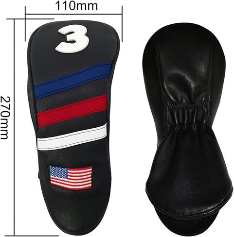 #1 3 5 غطاء رأس الجولف للسائق فيرواي وودز أغطية رأس هجينة حامية لنادي الجولف العلم الأمريكي مجموعة من الجلد الصناعي مكونة من 3 قطع تناسب جميع الأخشاب والسائقين in Kuwait