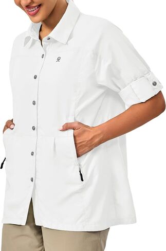 Little Donkey Andy Women's UV Sun Protection Safari Fishing Shirts, Long Sleeve Outdoor Shirt for Hiking Gardening in Saudi Arabia