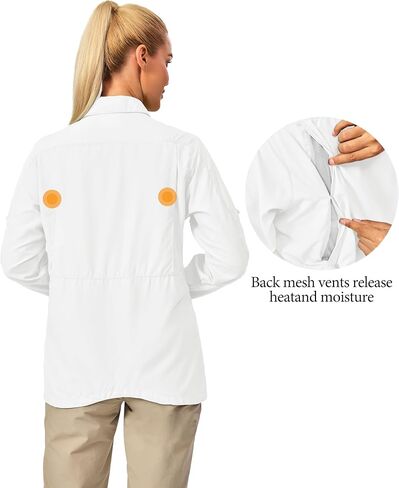 Little Donkey Andy Women's UV Sun Protection Safari Fishing Shirts, Long Sleeve Outdoor Shirt for Hiking Gardening in Saudi Arabia
