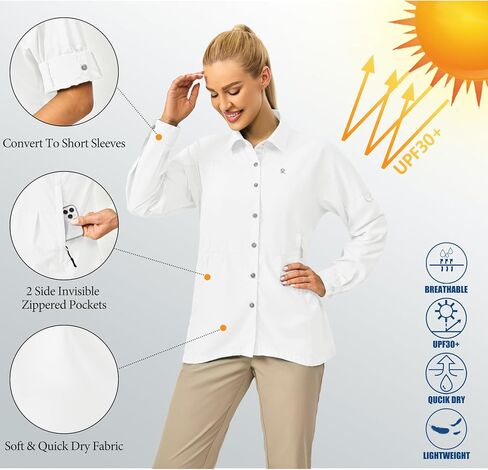 Little Donkey Andy Women's UV Sun Protection Safari Fishing Shirts, Long Sleeve Outdoor Shirt for Hiking Gardening in Saudi Arabia