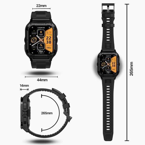 CARBINOX Vesta Smart Watch (Answer/Make Calls), Rugged Fitness Tracker IP69K Waterproof Compatible with Android and iOS Phone, 10 Days of Battery Military Durable in Kuwait