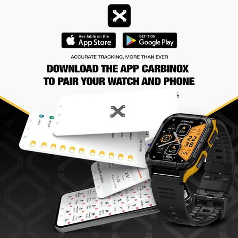 CARBINOX Vesta Smart Watch (Answer/Make Calls), Rugged Fitness Tracker IP69K Waterproof Compatible with Android and iOS Phone, 10 Days of Battery Military Durable in Kuwait