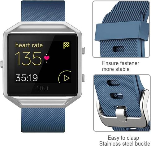 SKYLET متوافق مع أساور Fitbit Blaze للرجال والنساء، 3 قطع من سوار معصم رياضي بديل من السيليكون الرياضي الناعم مع إطار من الفولاذ المقاوم للصدأ متوافق مع سوار Fitbit Blaze in Kuwait