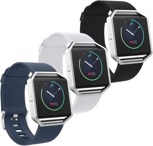 SKYLET متوافق مع أساور Fitbit Blaze للرجال والنساء، 3 قطع من سوار معصم رياضي بديل من السيليكون الرياضي الناعم مع إطار من الفولاذ المقاوم للصدأ متوافق مع سوار Fitbit Blaze in Kuwait