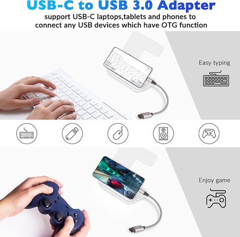 USB to Micro USB Adapter 2 Pack, Unidirectional Micro USB Male to USB Female 2.0 OTG On-The-Go Cable Converter, Nylon Braided, Aluminum Shells for S7 LG, Flash Drive, Mouse, Keyboard, Game Controller in Kuwait