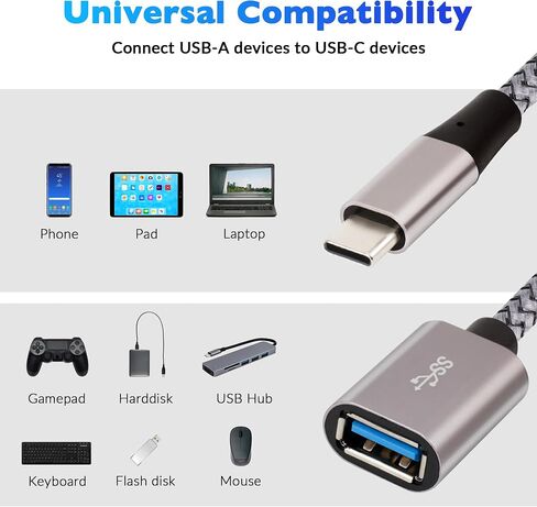USB to Micro USB Adapter 2 Pack, Unidirectional Micro USB Male to USB Female 2.0 OTG On-The-Go Cable Converter, Nylon Braided, Aluminum Shells for S7 LG, Flash Drive, Mouse, Keyboard, Game Controller in Kuwait
