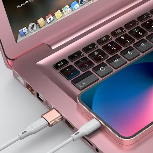 USB-C Female to USB-A Male Adapter (2-Pack), 18W Fast Charging, 480Mbps Data Transfer, Audio & CarPlay Support, Durable Zinc Alloy Metal Converter - Rose Gold in Kuwait
