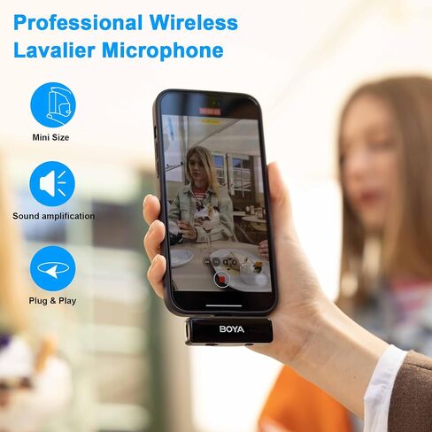 BOYA BOYALINK A2 Wireless Lavalier Microphone for iPhone/Android/Camera Vlogging, All-in-One Lapel Dual Mic System & Lightning & USB-C Inputs for Smartphones/DSLR YouTube Facebook Live in Saudi Arabia