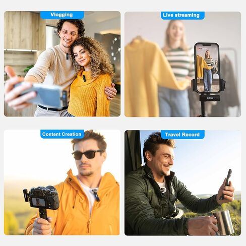 BOYA BOYALINK A2 Wireless Lavalier Microphone for iPhone/Android/Camera Vlogging, All-in-One Lapel Dual Mic System & Lightning & USB-C Inputs for Smartphones/DSLR YouTube Facebook Live in Saudi Arabia
